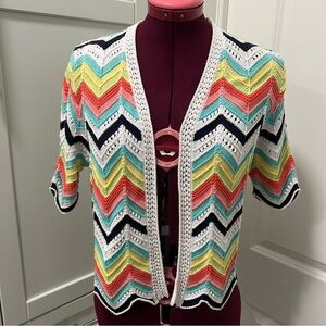 89TH + MADISON Chevron Pattern Knit Cardigan Shrug Colorful Pattern | Medium